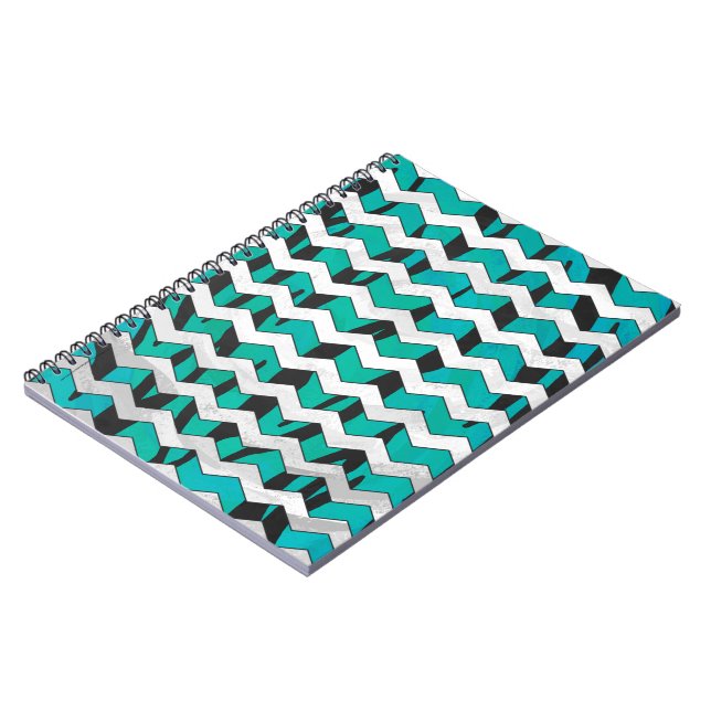 Cuaderno Chevron Tiger Impresión negra y Verde azulada (Lado Izquierdo)
