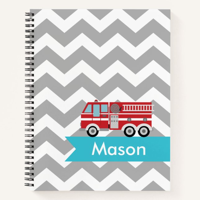 Cuaderno Chevron Verde azulado Gris personalizado para niño (Anverso)