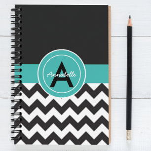 Cuaderno Chevron Verde azulado negro