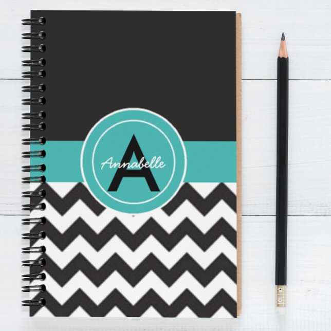 Cuaderno Chevron Verde azulado negro (Subido por el creador)