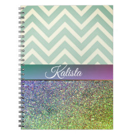 Cuaderno Chevron verde y púrpura Purpurinoso