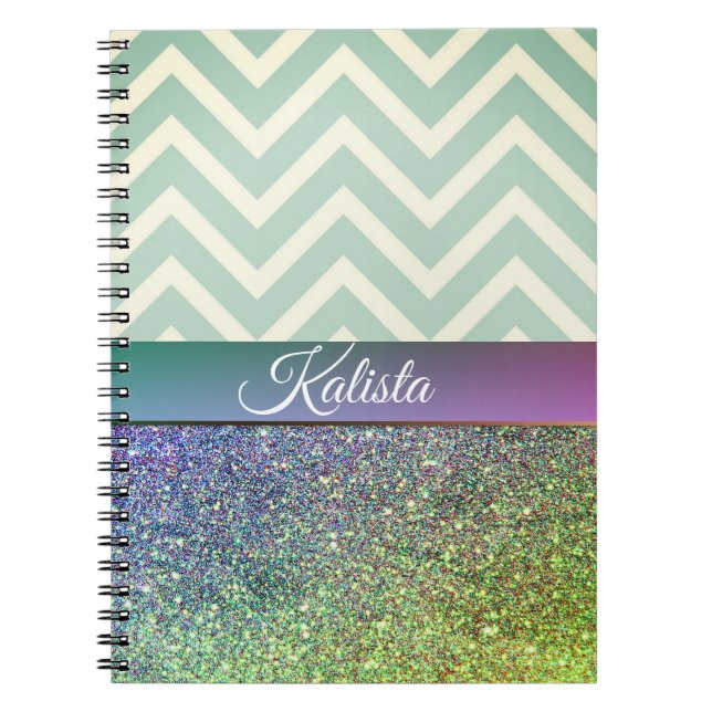 Cuaderno Chevron verde y púrpura Purpurinoso (Frente)