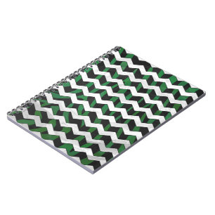 Cuaderno Chevron Zebra Black and Green Print