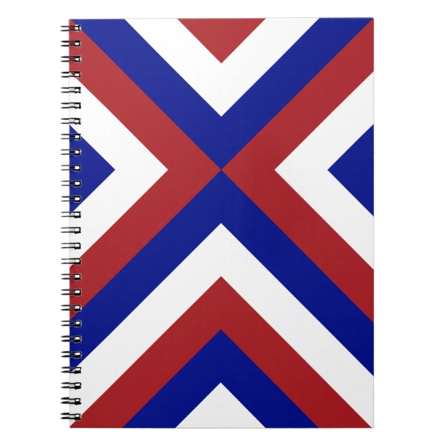 Cuaderno Chevrons rojo, blanco y azul (Frente)