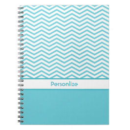 Cuaderno Chevrras azules y blancas de Aqua Preppy con nombr