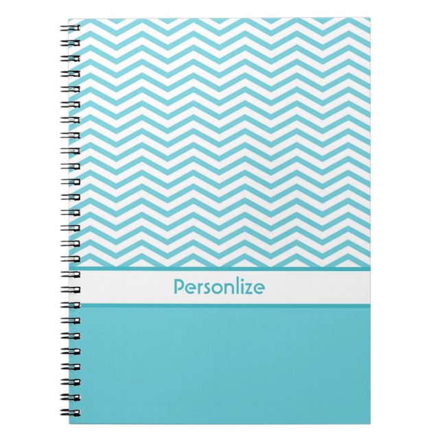 Cuaderno Chevrras azules y blancas de Aqua Preppy con nombr (Frente)