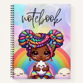 Cuaderno Chibi Adorable Chica con trenzas arcoiris