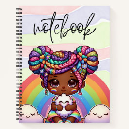 Cuaderno Chibi Adorable Chica con trenzas arcoiris
