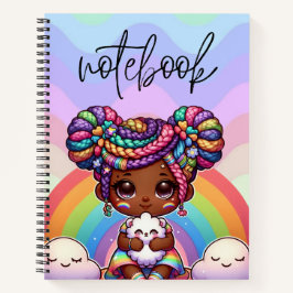 Cuaderno Chibi Adorable Chica con trenzas arcoiris