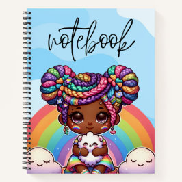 Cuaderno Chibi Adorable Chica con trenzas arcoiris