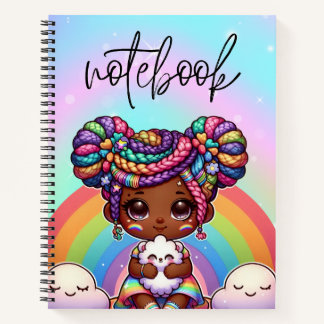 Cuaderno Chibi Adorable Chica con trenzas arcoiris