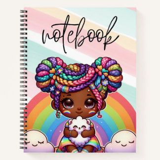Cuaderno Chibi Adorable Chica con trenzas arcoiris