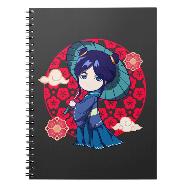 Cuaderno Chibi Anime Kawaii Kimono (Frente)