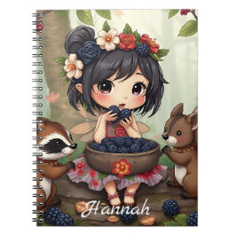 Cuaderno Chibi Fairy Comiendo Blackberries con un amigo for