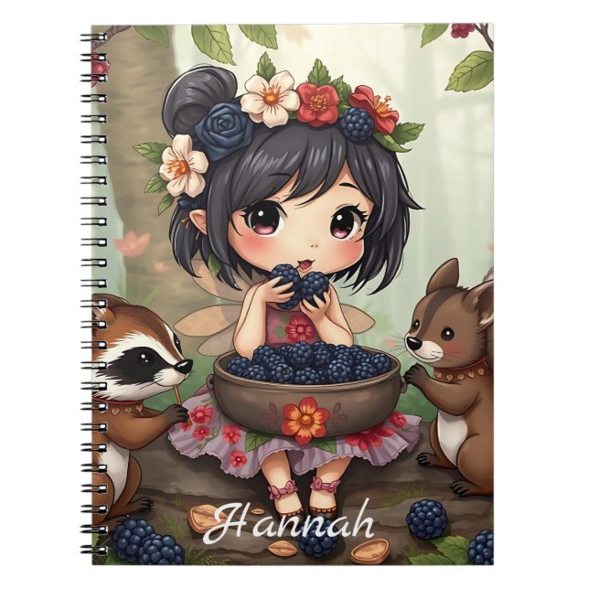 Cuaderno Chibi Fairy Comiendo Blackberries con un amigo for (Frente)