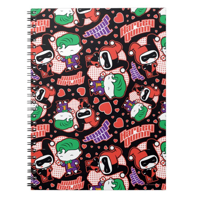 Cuaderno Chibi Joker and Harley Heart Pattern (Frente)