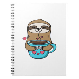 Cuaderno Chibi Sloth Coffee Lover - Cute Kawaii Sloth Huggi