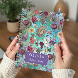 Cuaderno Chic Aqua Verde Floral Acuarela Elegante