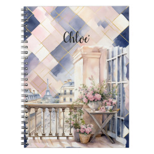 Cuaderno Chic Azul Francés Rosa París Torre Eiffel