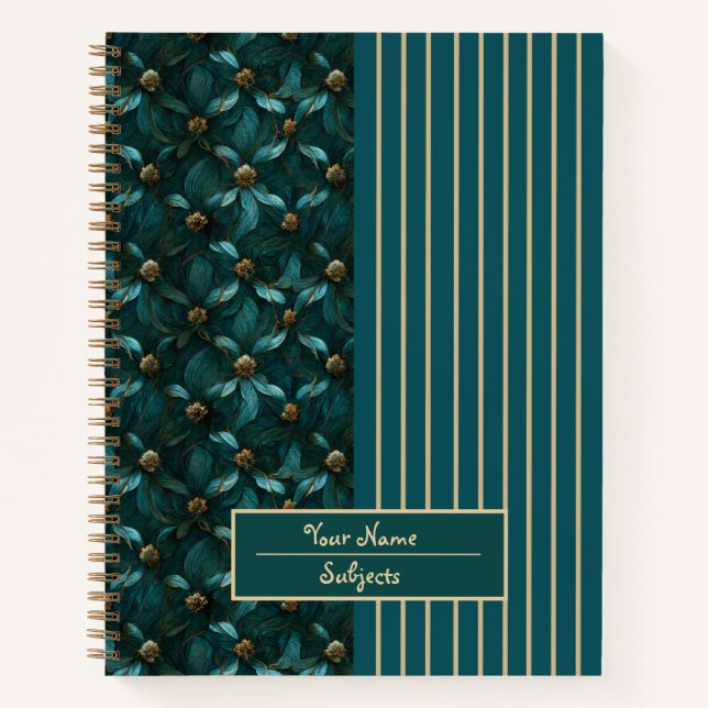 Cuaderno chic azul turquesa-dorado (Anverso)
