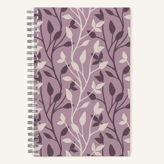 Cuaderno Chic Botánico Hoja Malva Elegante (Anverso)