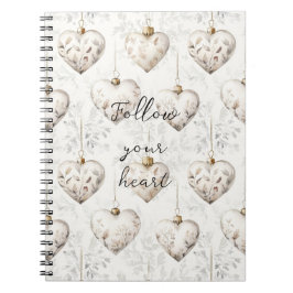 Cuaderno Chic Cream Grey Hearts Ornaments  