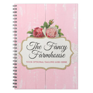 Cuaderno Chic Deslucido Madera Rústica Rosas Florales Vinta