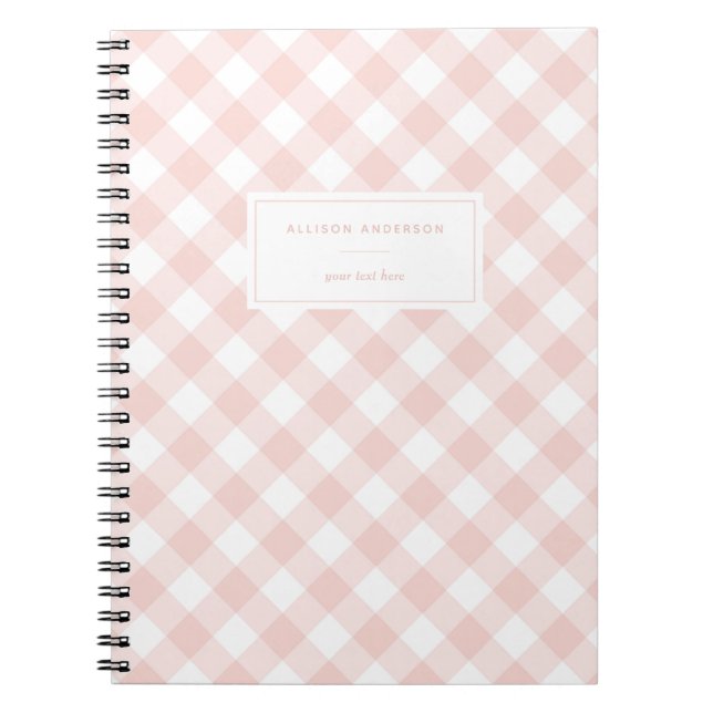 Cuaderno Chic Feminine Blush Pink Buffalo Plaid Notebook (Frente)