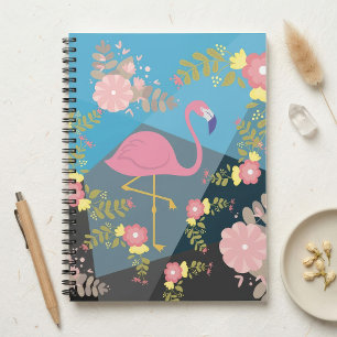 Cuaderno Chic Genial Elegante Lindo Flamingo Floral Rosa Fe