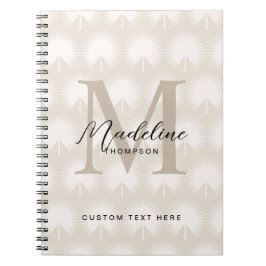 Cuaderno Chic Minimalista Monograma de Hoja de Anahaw Beige
