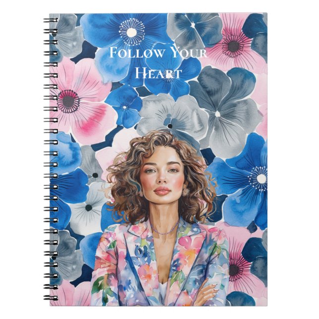 Cuaderno Chic Pink Blue Summer City Brown Hair Girl (Frente)