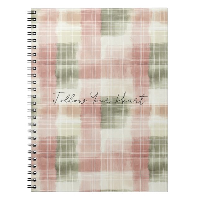 Cuaderno Chic Pink Mint Cream Plaid Stripes   (Frente)