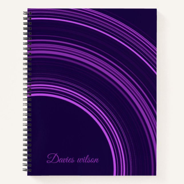Cuaderno Chic purple geometric pattern monogram name (Anverso)