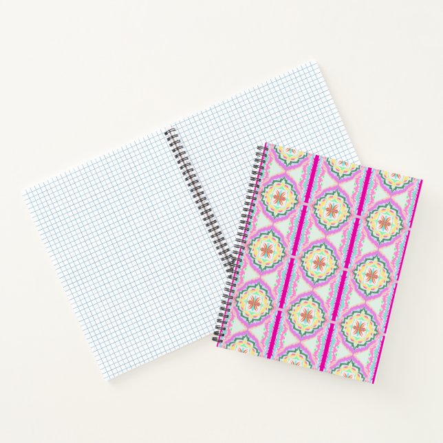 Cuaderno Chic Rosa y Dorado Patrón Floral Geométrico (Interior)