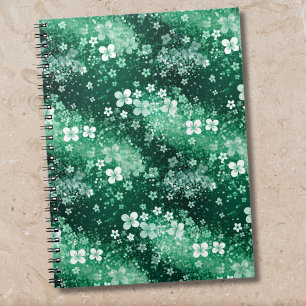Cuaderno Chic tréboles blancos y verdes con lunares sobre v