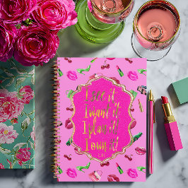 Cuaderno Chic y divertido rosa caliente y verde glamour “Lo