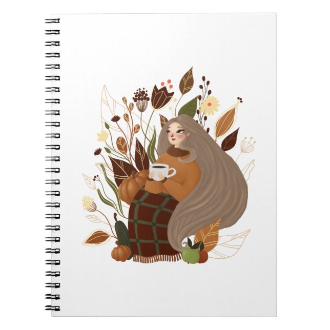 Cuaderno Chica acogedor de otoño (Frente)