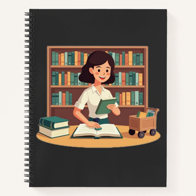 Cuaderno Chica Acogedora Leyendo Estantería (Anverso)