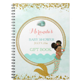 Cuaderno Chica afroamericano con sirena peach Mint Gold