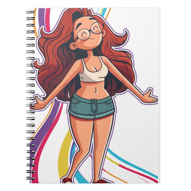 Cuaderno chica alegre genial vibrante colorido divertido (Frente)