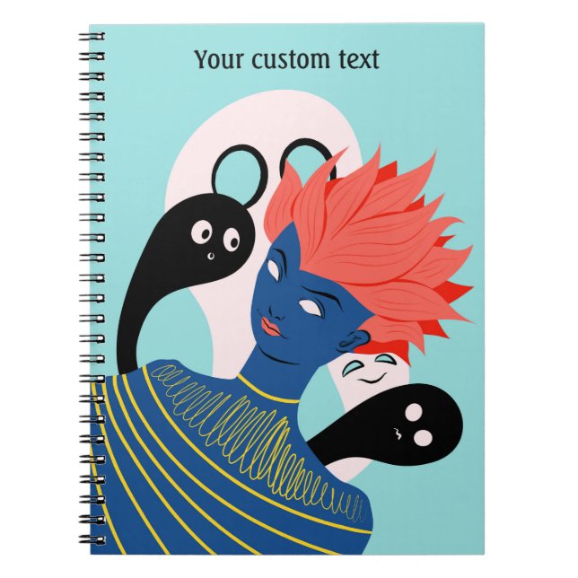 Cuaderno Chica alienígena con fantasmas fantasmales amigos  (Frente)