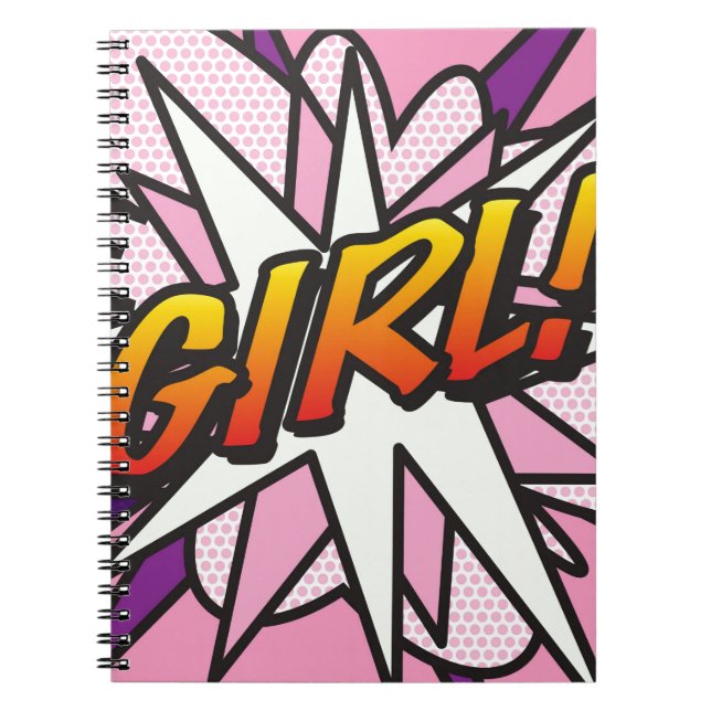 Cuaderno Chica Arte Pop Comic Retro Divertido (Frente)