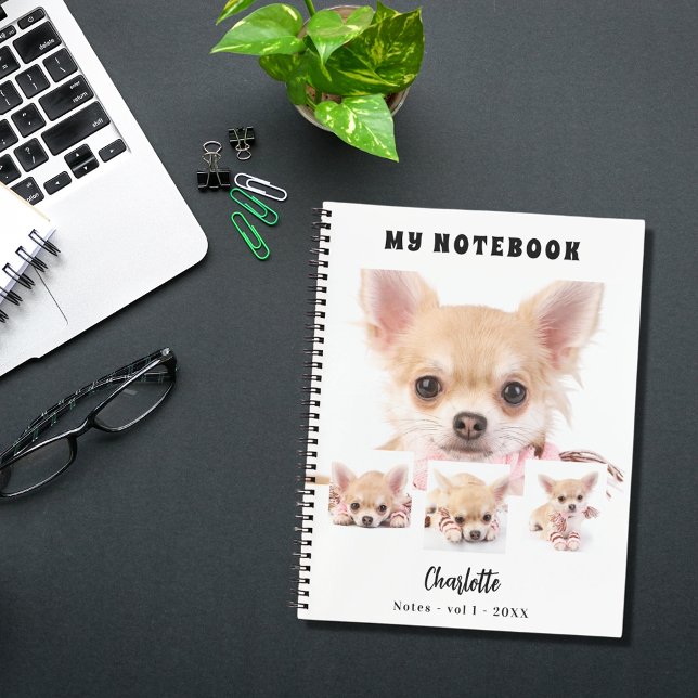 Cuaderno Chica blanco del mascota del perro del collage de  (Subido por el creador)