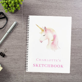Cuaderno Chica blanco rosa de Sketchbook unicorn