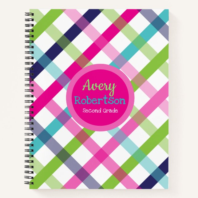 Cuaderno Chica Bright Preppy Plaid Spiral (Anverso)