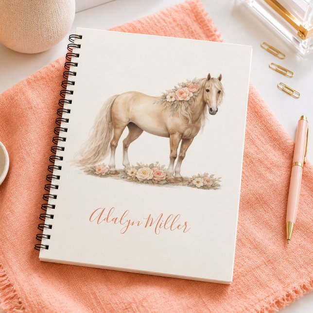 Cuaderno Chica Caballo Melocotón Rosa Caprichoso Personaliz (Subido por el creador)