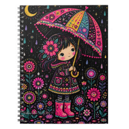 Cuaderno Chica Caprichosa con Paraguas Floral Noche Estrell