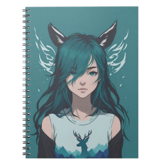 Cuaderno Chica Ciervo Fauna Anime Bosque Fantasía 