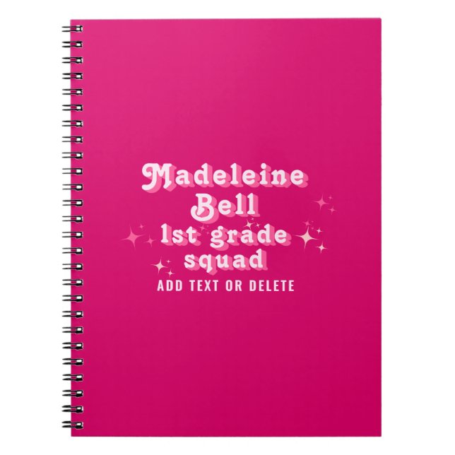 Cuaderno Chica Clase Rosada Nombre Equipo Escuadrón Cualqui (Frente)