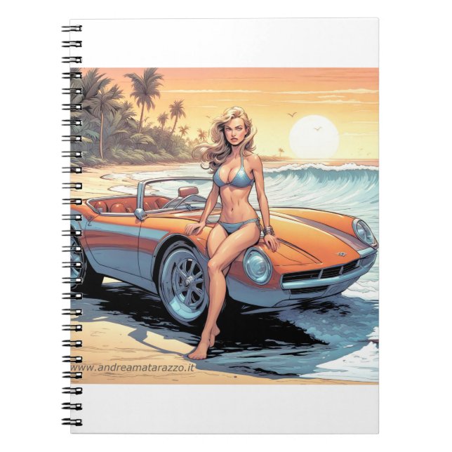 Cuaderno Chica con coche deportivo (Frente)